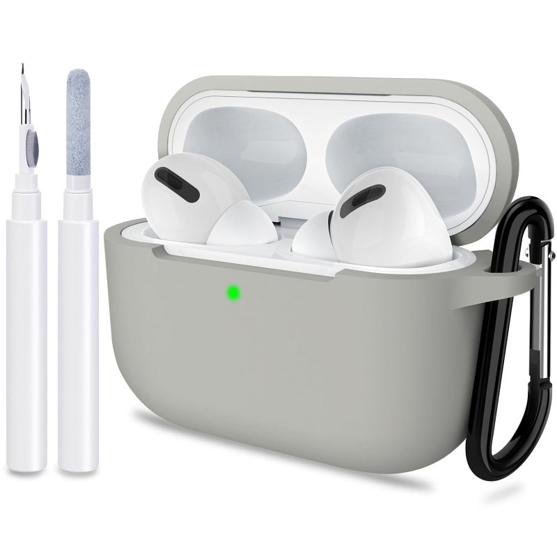 ATUAT for AirPods Pro 1st/2nd Generation Case Cover, Protective Silicone Skin Accessories with Keychain for Women Men for Apple AirPods Pro 2019/2022 Charging Case,Front LED Visible-Grey - Image 1